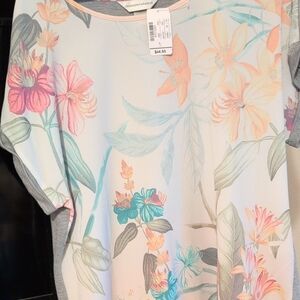 Christopher & Banks Floral And Gray Top